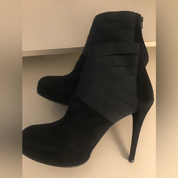 Stuart Weitzman women black suede platform heel boots US 10 - Picture 7 of 10